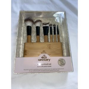 6 Eco Sanctuary Makeup Brush Set & Holder( Bamboo Brush Stand) Pink